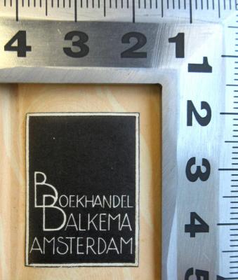 - (Beokhandel Balkema Amsterdam), Etikett: ; 'Boekhandel Balkema Amsterdam'.  (Prototyp)