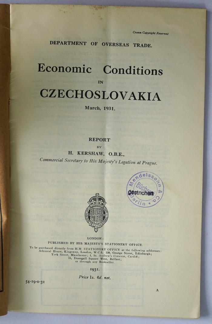 Ibi 677 : Economic conditions in Czechoslovakia (1931; 1933)