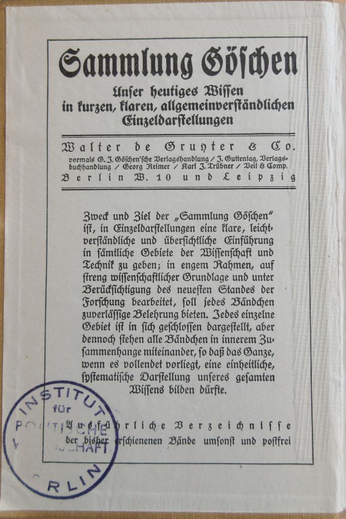 P 271 Sta-1(2) : Die deutsche Stadt und ihre Verwaltung - Eine Einführung in die Kommunalpolitik der Gegenwart; Bd. 1: Verfassung und Verwaltung im allgemeinen; Finanzen und Steuer; Bildungs- und Kunstpflege; Gesundheitspflege  (1926)