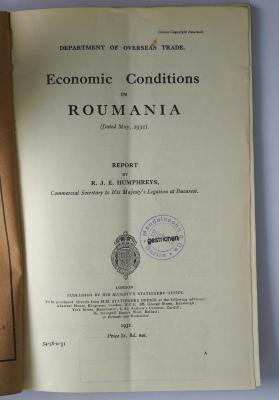 Ibi 678 : Economic conditions in Roumania (1931)