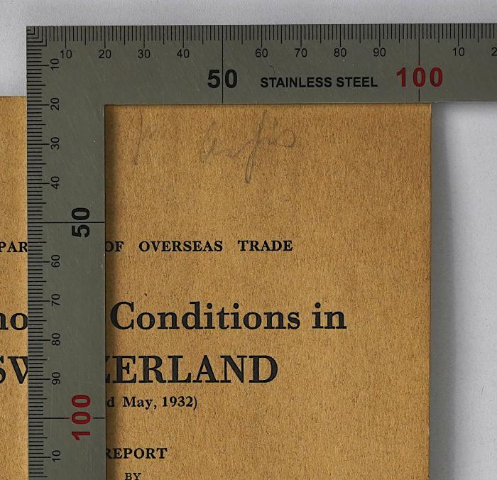 Ibm 793 : Economic conditions in Switzerland (1932);-, Von Hand: Berufsangabe/Titel/Branche; '[…] Archiv[?]'