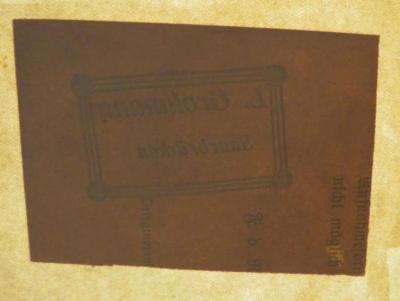 - (Grohmann, L.), Etikett: Name, Ortsangabe; 'L. Grohmann / Saarbrücken'. 