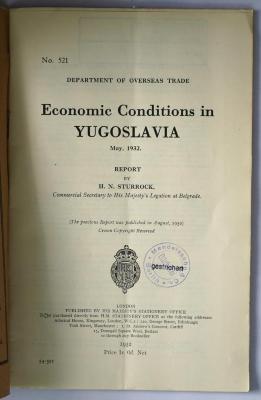 Ibi 679 : Economic conditions in Yugoslavia (1932)