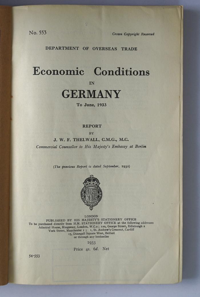 Ibc 2464 : Economic conditions in Germany (1933)