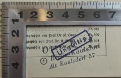- (Berg, Otto), Stempel: Name, Ortsangabe; 'Otto Berg
1 Berlin-Kaulsdorf
Alt Kaulsdorf 57
(Ungültig)'.  (Prototyp)