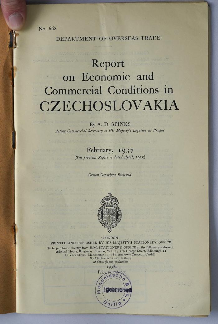 Ibi 677 : Report on economic and commercial conditions in Czechoslovakia (1937)