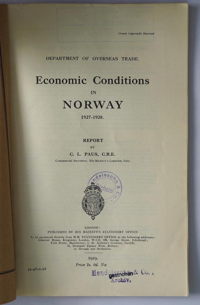 Ibn 361 : Economic conditions in Norway (1929)
