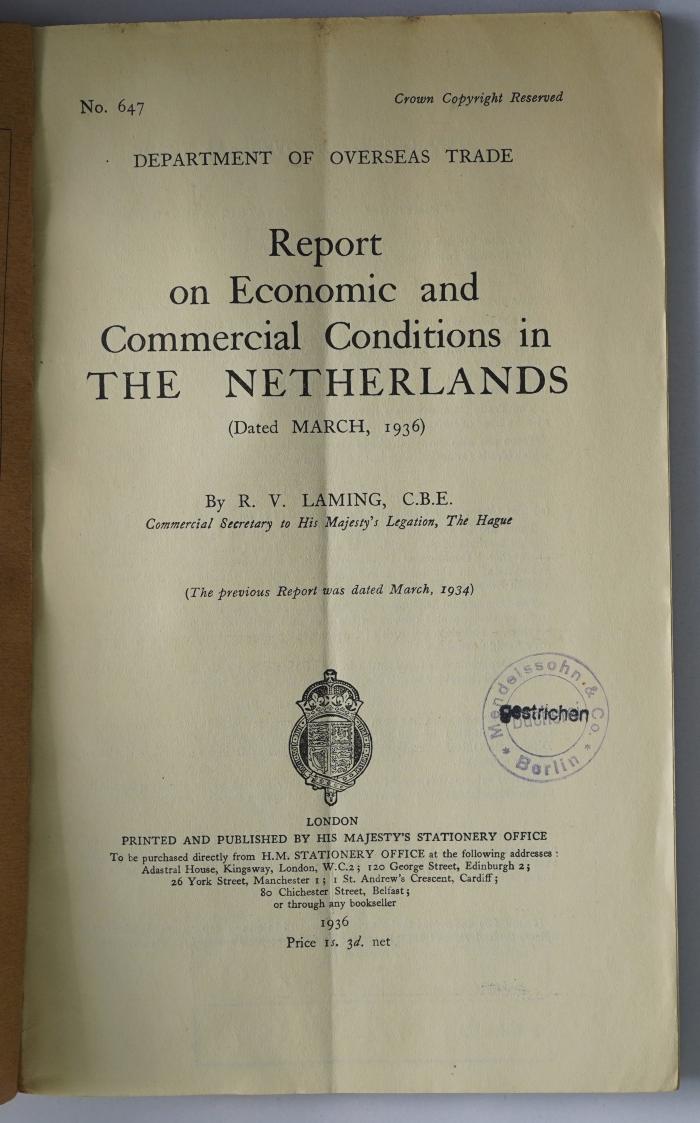 Ibk 151 : Report on economic and commercial conditions in the Netherlands (1936)