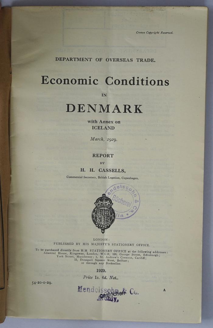 Ibn 362 : Economic conditions in Denmark (1929)