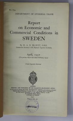 Ibn 360 : Report on economic and Commercial Conditions in Sweden (1937)