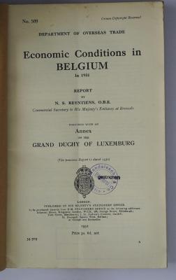 Ibk 152 : Economic conditions in Belgium (1932; 1933)