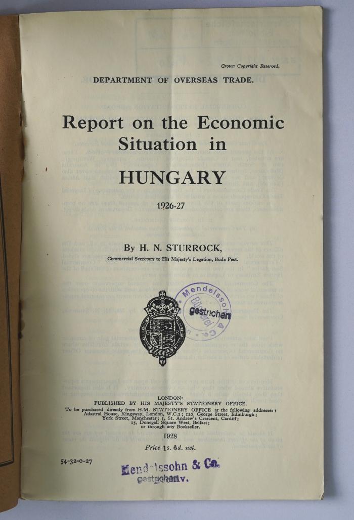 Ibi 681 : Report on the economic situation in Hungary 1926-27 (1928)