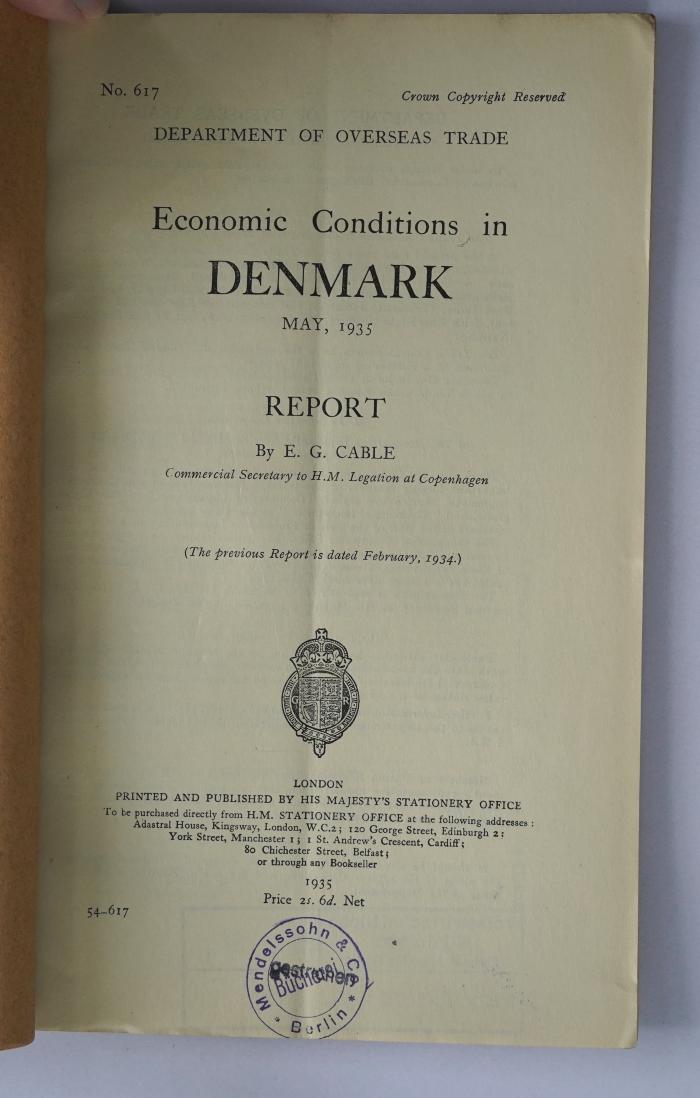 Ibn 362 : Economic conditions in Denmark (1931; 1935)