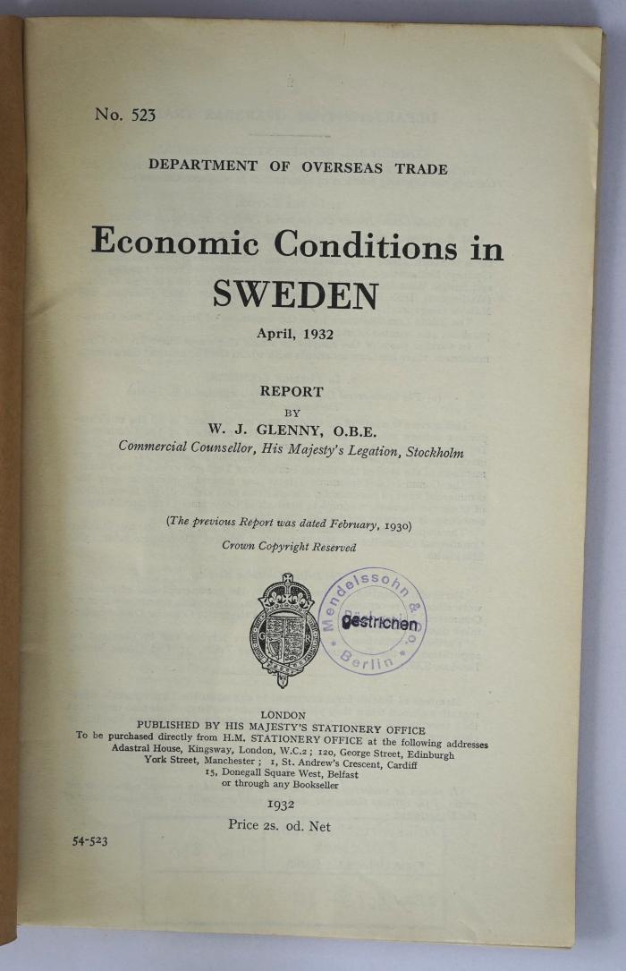 Ibn 360 : Economic conditions in Sweden (1932)