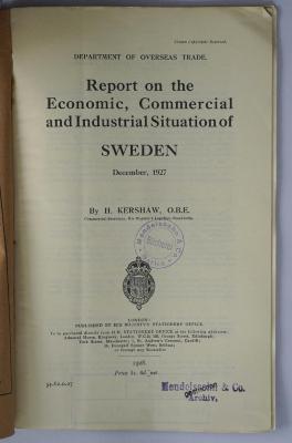 Ibn 360 : Report on the Economic, Commercial and Industrial Situation of Sweden (1928)
