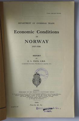 Ibn 361 : Economic conditions in Norway (1929)
