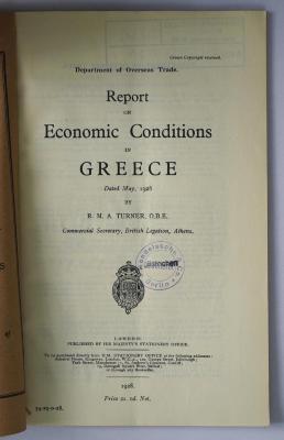 Ibi 682 : Report on economic conditions in Greece (1928)