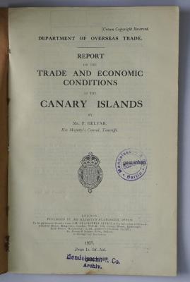 Ibl 232 : Report on the trade and economic conditions in the Canary Islands (1927)