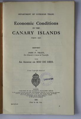 Ibl 232 : Economic conditions in the Canary Islands (1931)