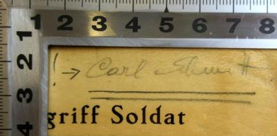 - (Schmitt, Carl), Von Hand: Name; 'Carl Schmitt'. 