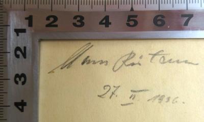 - (Reitauer, Hans), Von Hand: Name, Datum; 'Hans Reitauer [Datum]
'.  (Prototyp)
