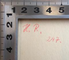 - (Reitauer, Hans), Von Hand: Name, Nummer; 'H. R. 247'.  (Prototyp)