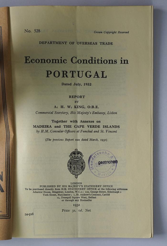 Ibl 233 : Economic conditions in Portugal (1932)