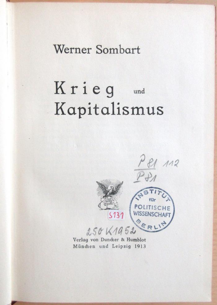 P 81 112 : Krieg und Kapitalismus (1913)