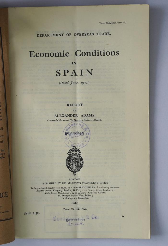 Ibl 231 : Economic conditions in Spain (1930)