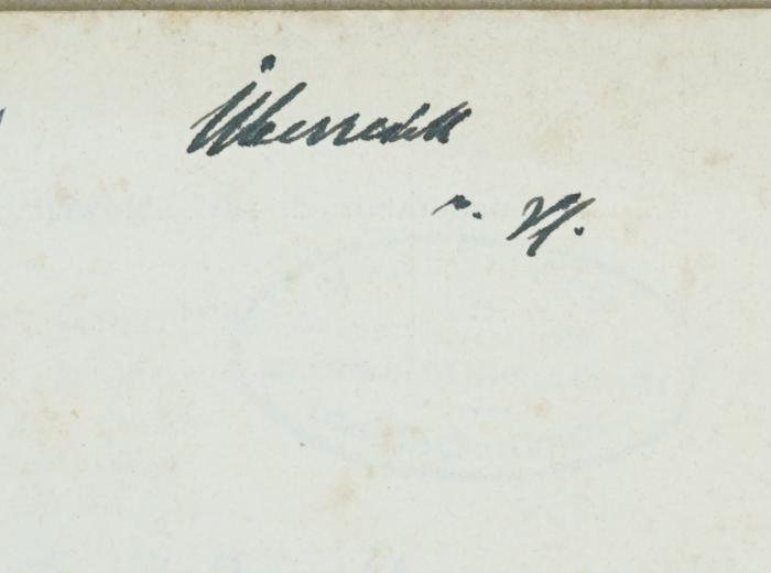 -, Von Hand: Notiz, Name, Initiale; 'Überreicht 
v. Vf.'
