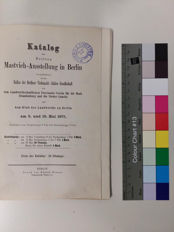 97/0133 : Katalog zur Dritten Mastvieh-Ausstellung in Berlin (1877)