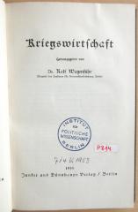 P 814 Krie : Kriegswirtschaft 
 (1935)