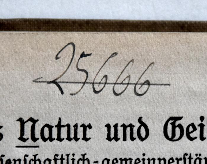 - (NSDAP-Gauarchiv und -museum Südhannover-Braunschweig), Von Hand: Signatur; '25666'. 