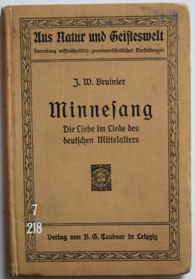 7/218 : Minnesang. Die Liebe im Liede des deutschen Mittelalters (1913)
