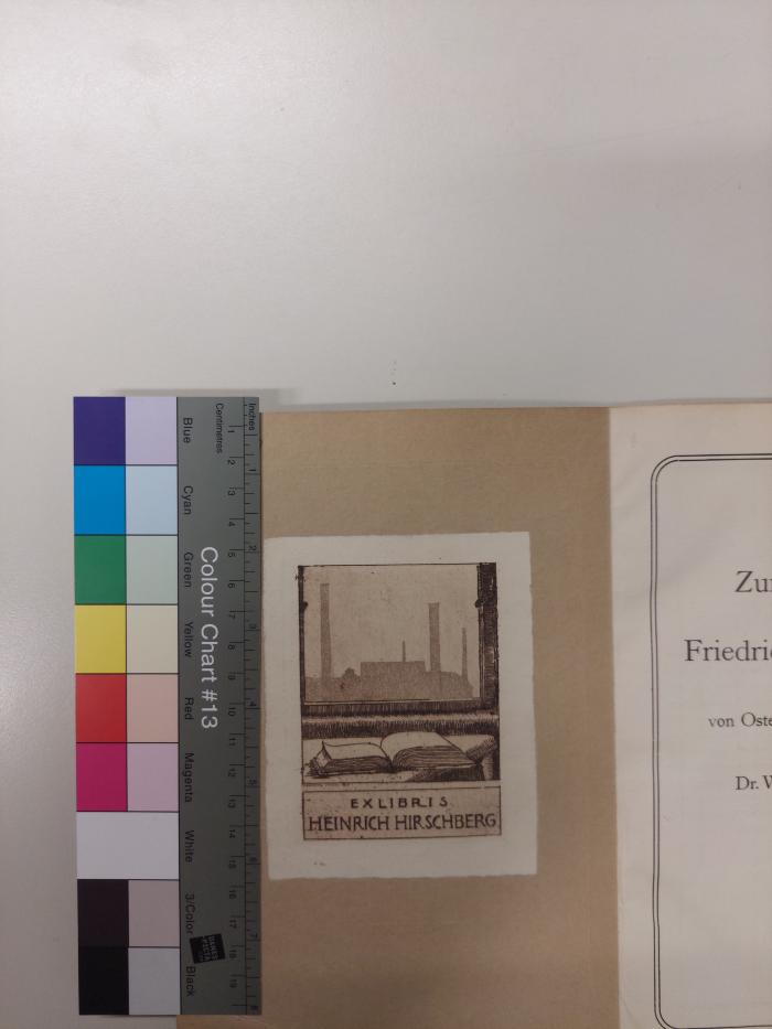 P 560 : Zur Geschichte des Friedrich-Gymnasiums zu Berlin von Ostern 1850 bis Ostern 1925;-, Etikett: Exlibris; 'Ex Libris Heinrich Hirschberg'