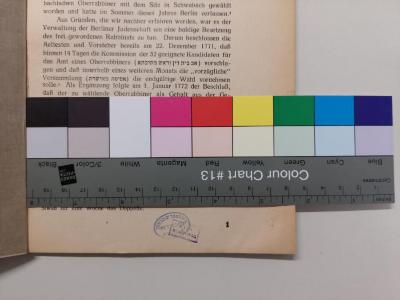 Soz 2911(3) : Beiträge zur Geschichte der Jüdischen Gemeinde zu Berlin (1931);-, Stempel: ; 'Hebräische Schriftzeichen'