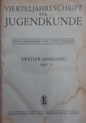 Pb 83 2 1932: Vierteljahresschrift für Jugendkunde : Zweiter Jahrgang 1932 (1932)