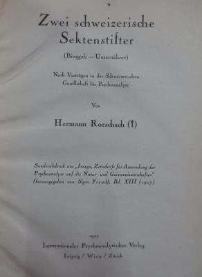 Up 13: Zwei schweizerische Sektenstifter (Binggeli - Unternährer) (1927)