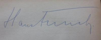 VII 5287 aa: Leitfaden zum Studium der Nationalökonomie (1920);- (Funck, Hans), Von Hand: Autogramm, Name; 'Hans Funck.'. 