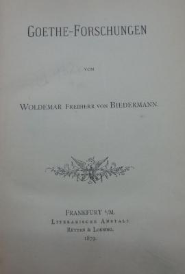 III 9326 3. Ex.: Goethe-Forschungen (1879)