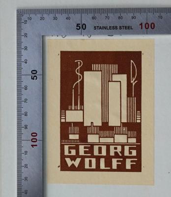 10 R 58&lt;3&gt; : Kompendium der sozialen Hygiene (1931);- (Wolff, Georg), Etikett: Name, Abbildung; 'Georg Wolff'.  (Prototyp)