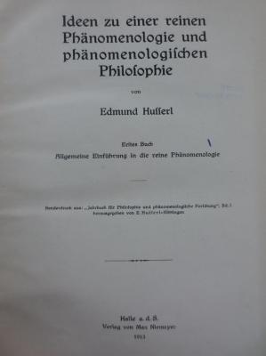 VIII 1369 1.1913: Allgemeine Einführung in die reine Phänomenologie (1913)