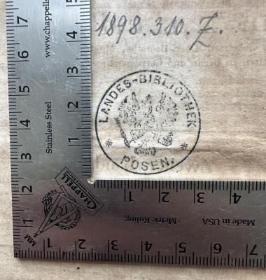 - (Landesbibliothek Posen),  Wappen, Ortsangabe, Berufsangabe/Titel/Branche'Landesbibliothek Posen'.  (Prototyp)