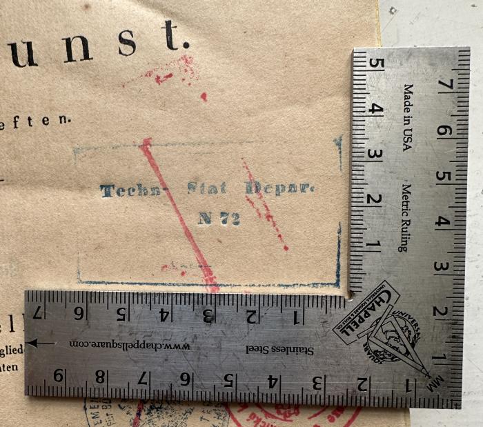 - (Technisches Department der K. K. Statthalterei für Böhmen), Durchgestrichen: Berufsangabe/Titel/Branche, Nummer; 'Techn- Stat. Depar. N 72'.  (Prototyp)