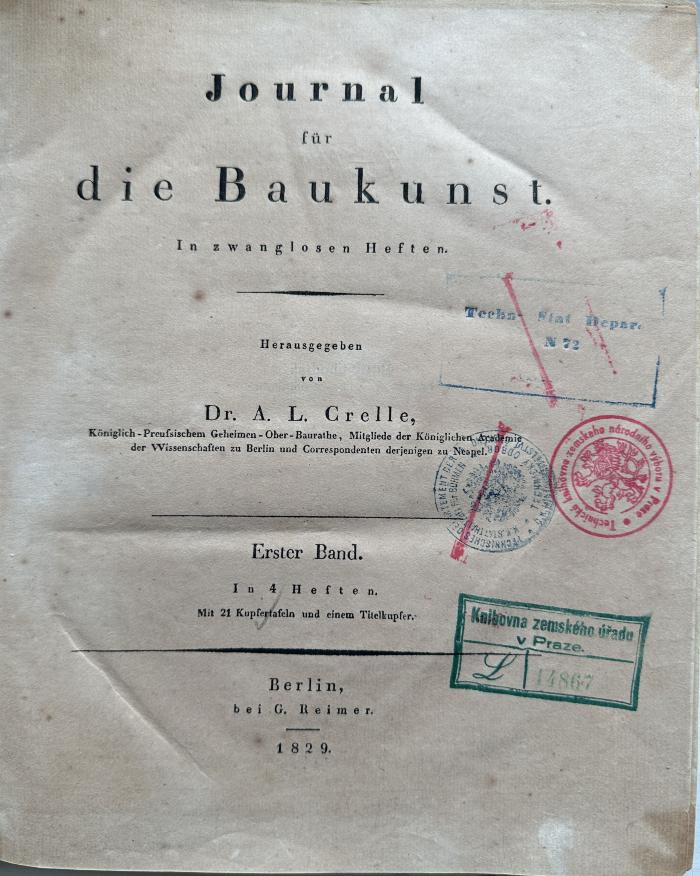  Journal für die Baukunst: In zwanglosen Heften (1829)