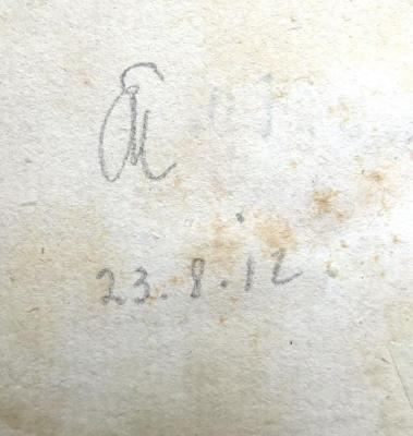 - (O.[?] M.), Von Hand: Initiale, Datum; 'O[?] M
23.8.12'. 