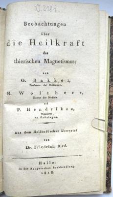 O 3181 : Beobachtungen über die Heilkraft des thierischen Magnetismus (1818)