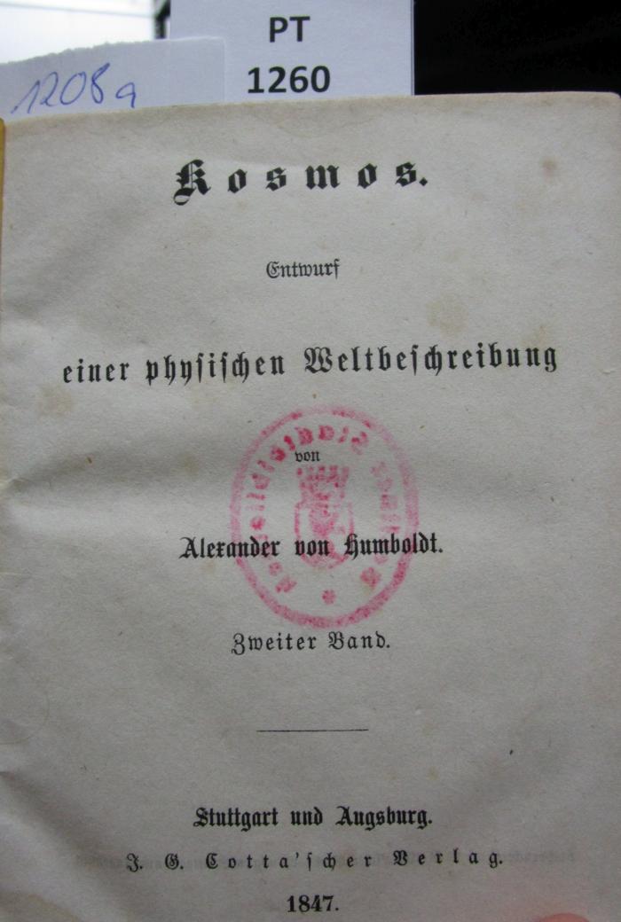  Kosmos : Entwurf einer physischen Weltbeschreibung. Zweiter Band (1847)