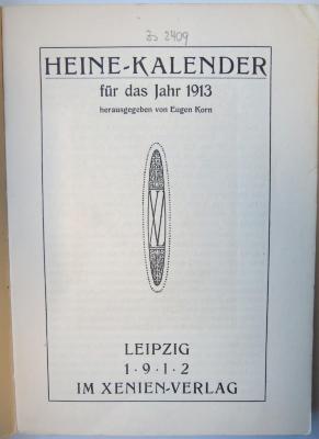 Zs 2409 : 1913 : Heine-Kalender für das Jahr 1913 (1912)