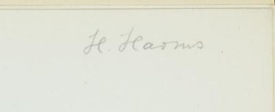 - (Hermann Harms), Von Hand: Name; 'H. Harms'. 